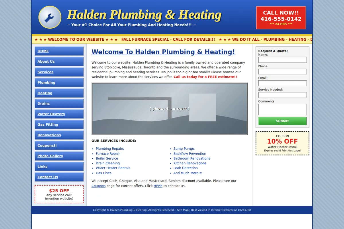 The dated starting-point site we mocked up for Halden, also fictional